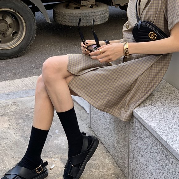 Double-breasted temperament waist a-line slim suit - Picture 6 of 11